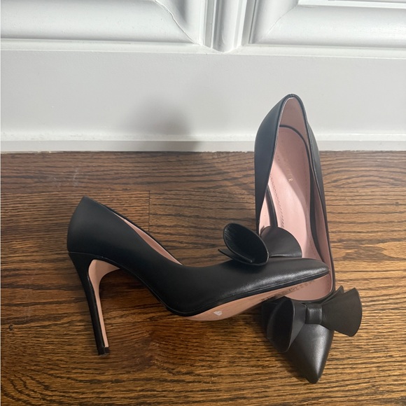 Ted Baker Zafina pointed toe leather Elegant Black Bow Heels Sz 38 - Picture 2 of 10
